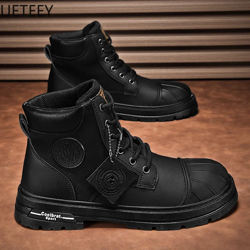 Hot Sale Winter Boots Men's Boot Velvet Thickening Trendy High Tops All-match Wear-resistant UETEEY Soft Comfortable Winter Shoe