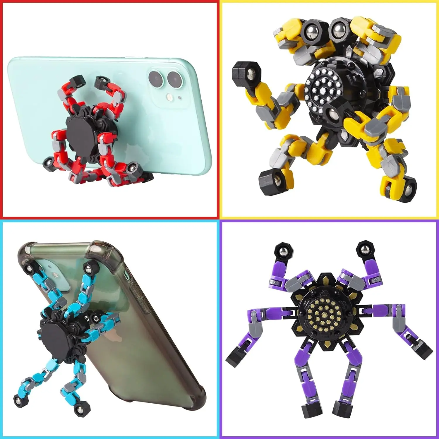 Transformable Fidget Spinners Chain Toys Stress Relief Sensory Toys Fingertip Gyros Spinner Party Favors for Kids Adults