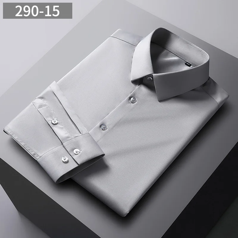 2024 new long-sleeved young and middle-aged solid color thin business anti-wrinkle iron-free shirts wholesale generation