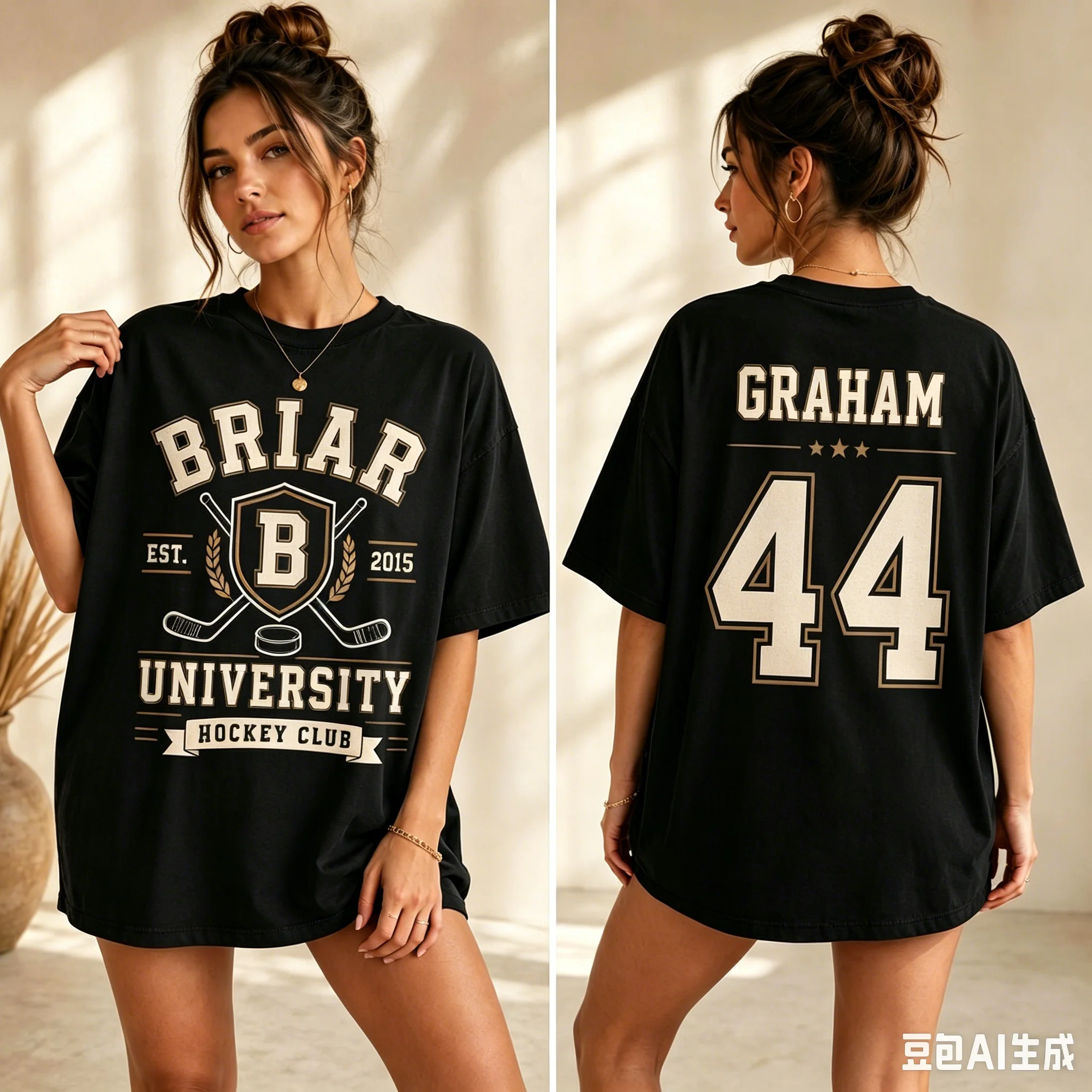 2026 Briar University Hockey Club T-shirt Off Campus Di Laurentis Graham 44 Print Unisex Oversized Casual Tee For Kids Adults