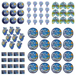 Prajna 10PCS Van Gogh Applique Mountain Iron On Embroidery Patches For Clothing Sticker Outdoor Adventure Patches On Clothes DIY