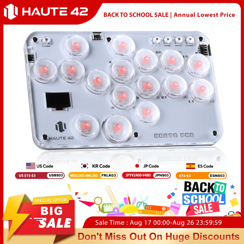 Haute42 Arcade Hitbox Controller Fight Stick PC Joystick Hitbox Controller Keyboard For Ps4 / Switch/Steam Arcade Fighting PC