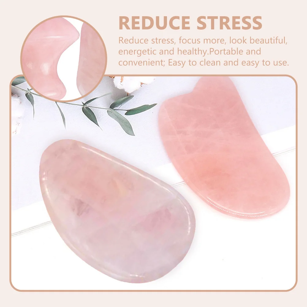 

2Pcs Jade Stone Gua Sha Facial Tools High Grade Smooth Guasha Boards Face Massage Tool Promote Blood Circulation Meridians