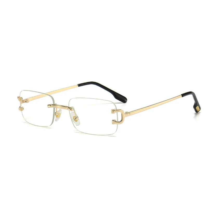 Raute Metall rahmenlose Sonnenbrille Männer rechteckigen kleinen Rahmen Sonnenbrille Frauen Mode Einkaufen Reise Party Brillen – Detail 12