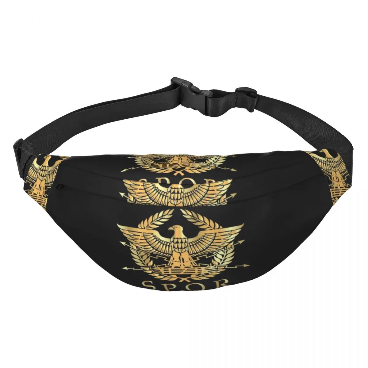 

Vintage Gold Roman Empire Byzantine Eagle Emblem Fanny Bag Rome SPQR Sling Crossbody Waist Pack Traveling Phone Money Pouch