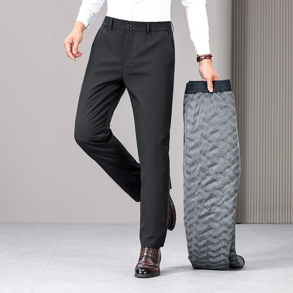 

Real 90% Goose Down Suit Pants Good Quality Men Winter Thermal Thick Trousers Male Classic Elastic Waist Goose Down Trousers