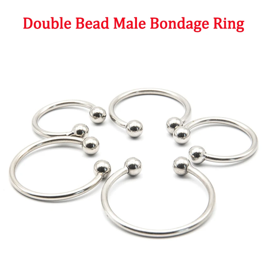 2 Beads Opening Metal Penis Rings Bondage Cockring Behind the Glans Bondage Dick Delay ejaculation Erotic Sex Toys For Man Shop