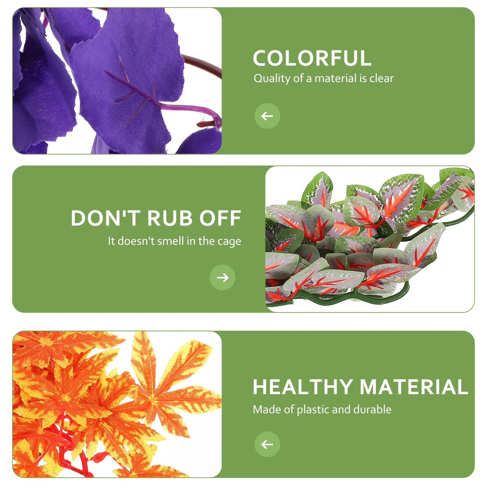 

3pcs Artificial Vine Green Plants For Reptile Tank Decor Simulation Fake Leaves Terrarium Plant Ornaments Suction Cup Climbing