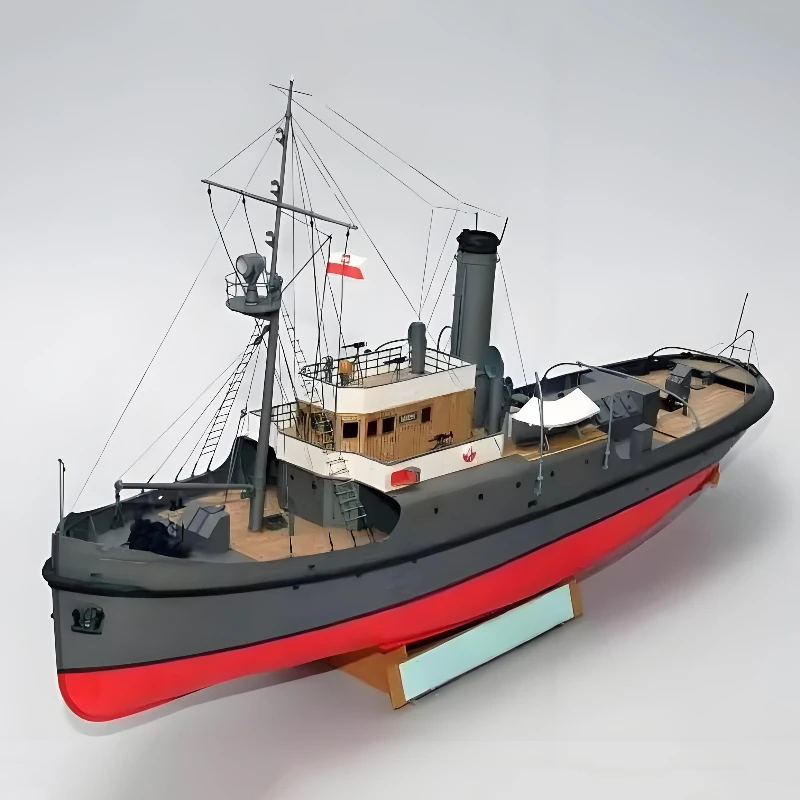 1/100 Polish Navy Dragon Tugboat Handcraft Paper Model Kit Hand-assembled Ship Model Toy General Paper Boat Model for Adults