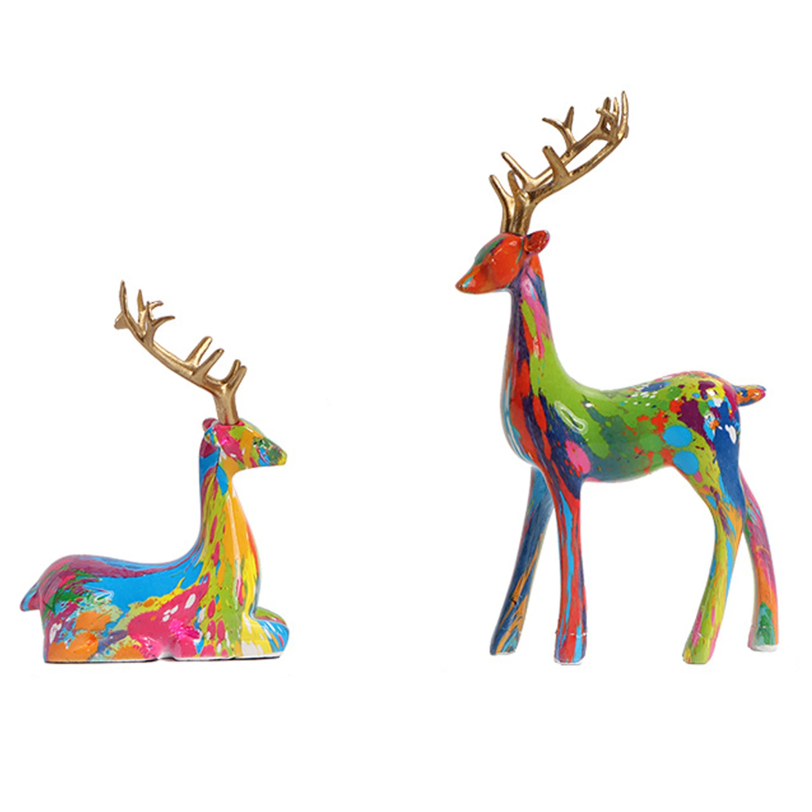 2pcs/set Vibrant Christmas Reindeer Ornaments Smooth And Durable Crafts Eco-friendly With Bright Colors Not Fade