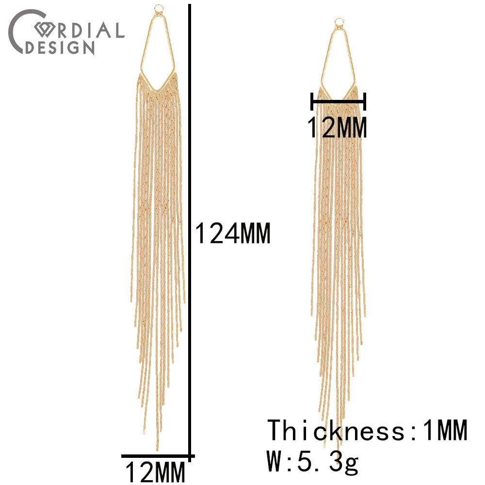 تصميم ودي 20 قطعة 12*124 مللي متر لتقوم بها بنفسك أقراط اكسسوارات/شكل شرابة/طلاء الذهب الحقيقي/يدوية الصنع/نتائج ومكونات المجوهرات