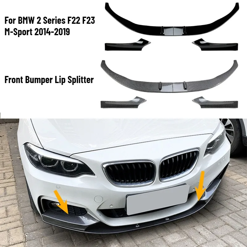 

Разделитель переднего бампера для BMW 2 серии F22 F23 M-Sport 2014-2019, передний спойлер, комплекты кузова, передний угол губы, автомобильные детали