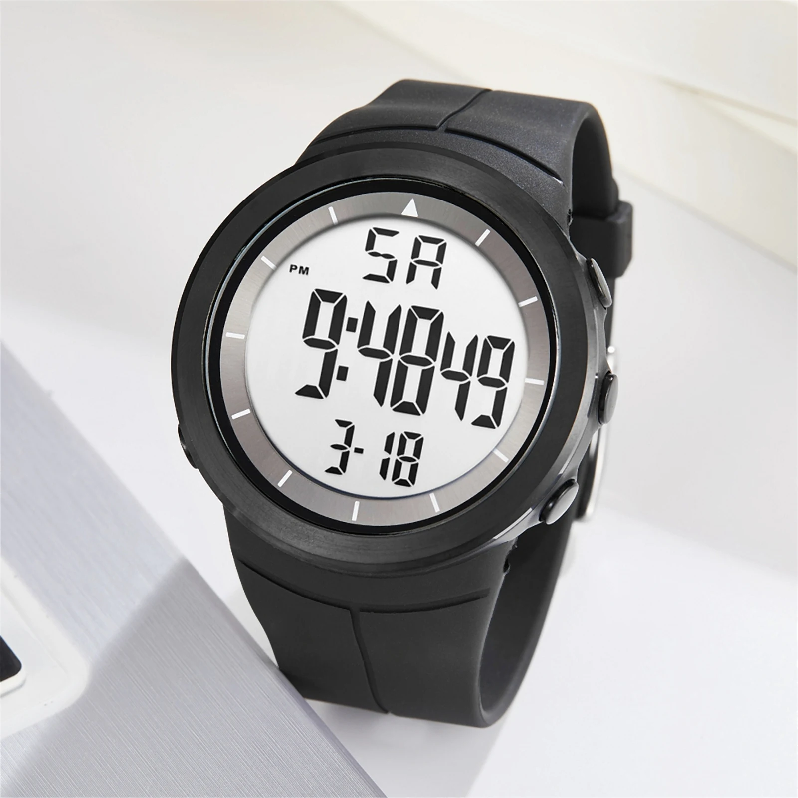 

JEWELRYWE Rubber waterproof military digital watch Date 24-hour alarm clock EL backlit large digital dial Male teen son gift