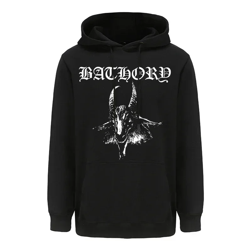 Black Heavy Metal Band Bathory Hoody Tops Mens Hoodies Hooded Y2k Vintage Hip Hop Streetwear Hoodie Oversized Zip-up Hoody Coats