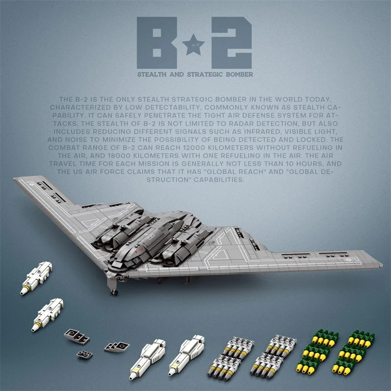 Bloques de construcción de bombardero Reobrix 33038 Stealth B-2: modelo de avión militar avanzado, rompecabezas desafiante para jóvenes