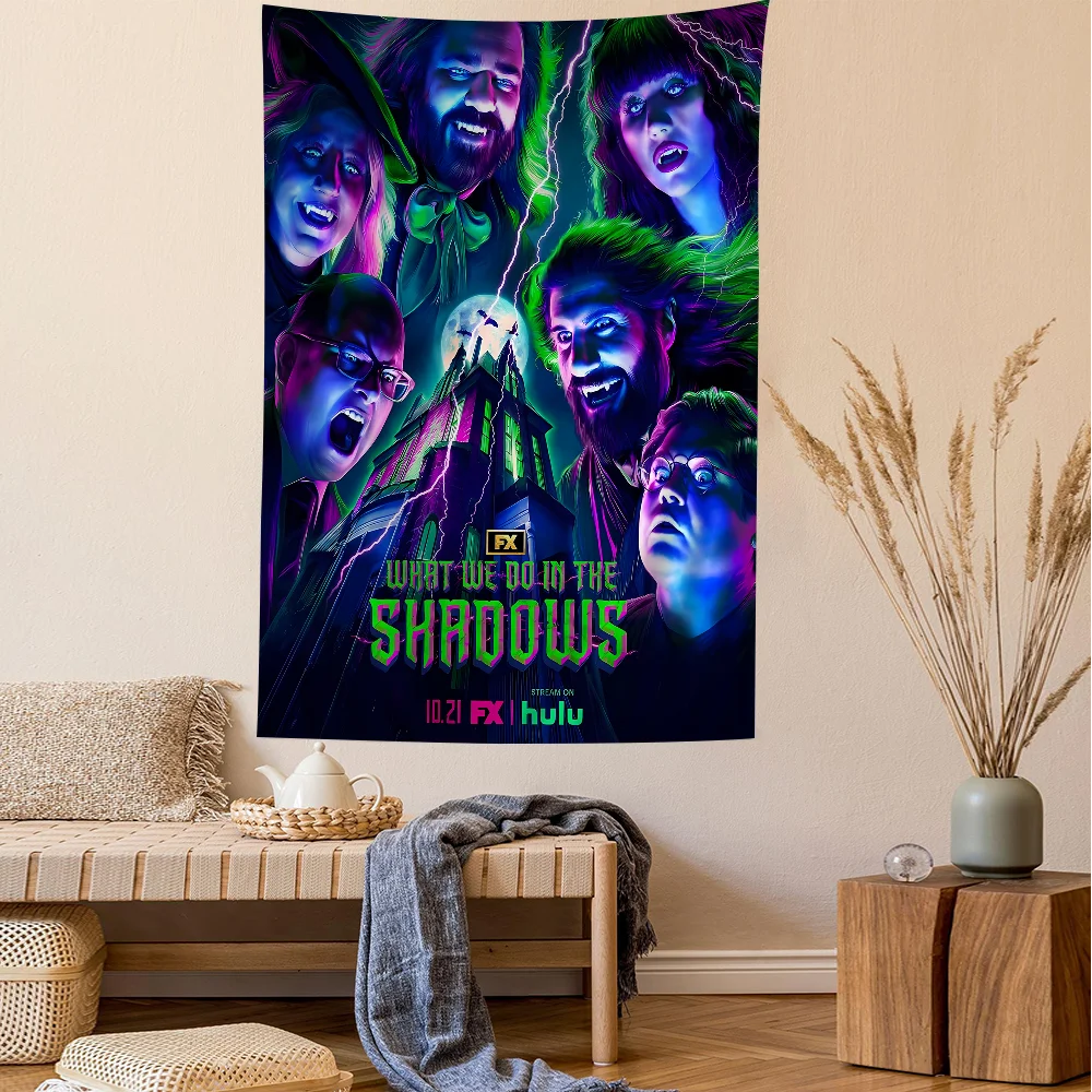 Tapices de pared bohemios para decoración de habitación, tapiz colgante de película que lo hacemos en las sombras, Mandala, Kawaii