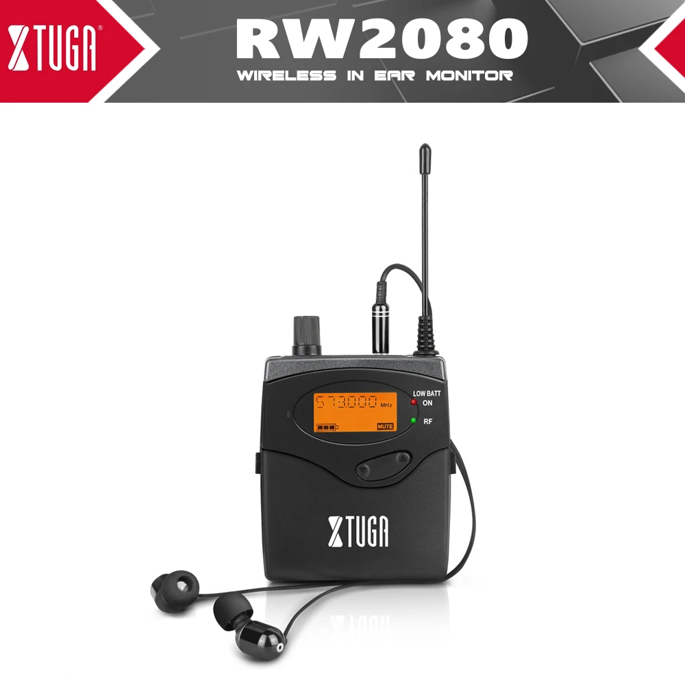 

XTUGA RW2080 In Ear Monitor System Singles Bodypack Receiver In Earphone UHF Wireless Whole Metal Professional Stage Performance