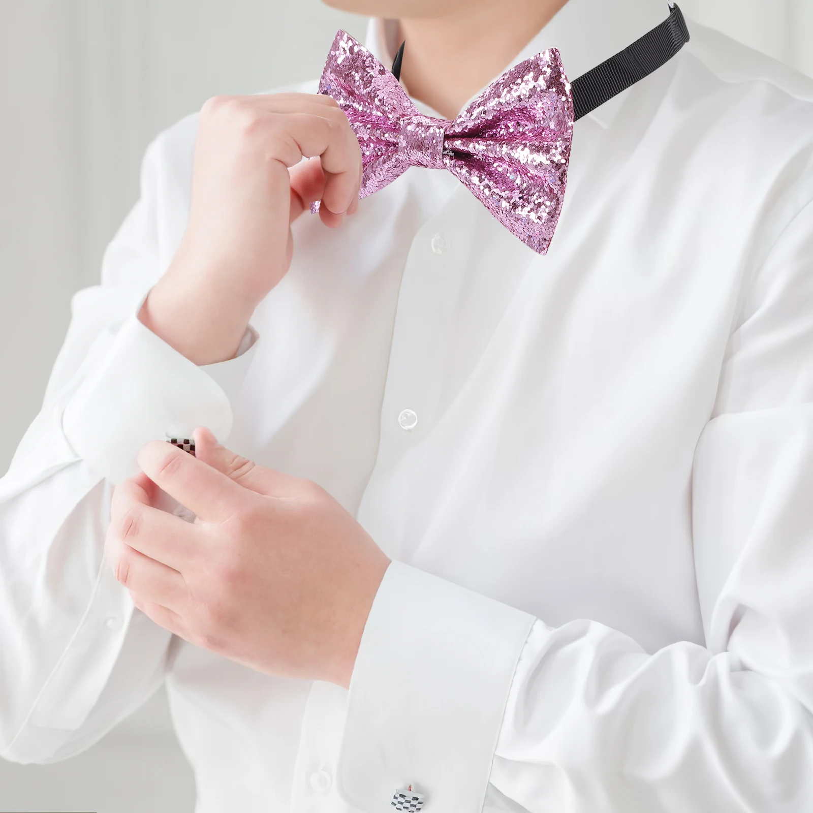 الرجال قابل للتعديل ربطة القوس فيونكة فو سباركلي الترتر بريق حفل زفاف رسمي أداء أنيق ملحق ربطة القوس فيونكة #2