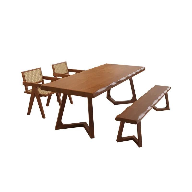 

Solid wood household small apartment eating table, rectangular negotiation long table