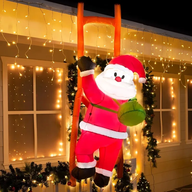 wholesale6ft Giant Santa Climbing Light Emitting Diode Light Inflatable Christmas Decoration Outdoor Christmas Outdoor Inflatabl
