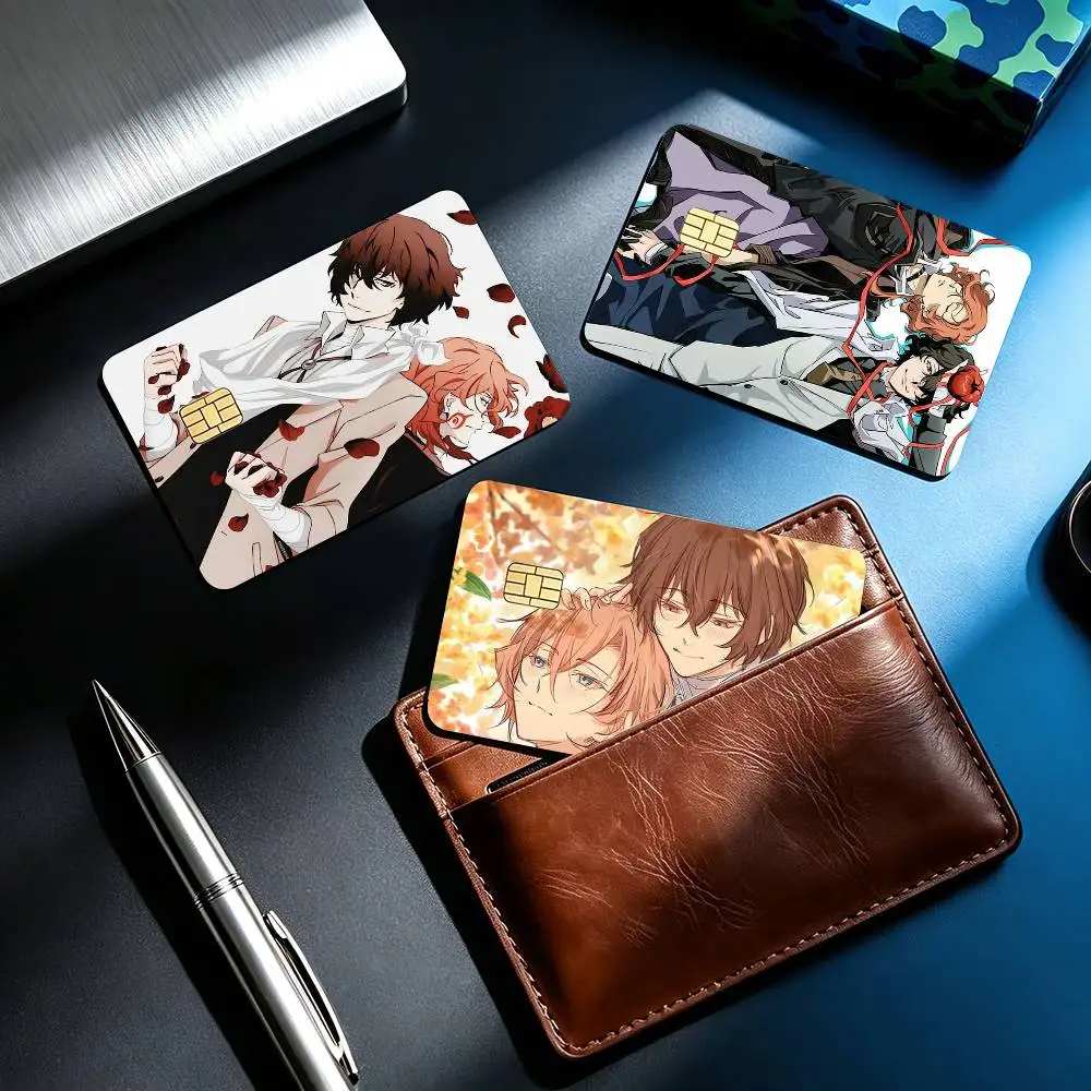 Cool S-Soukoku Dazai Chuuya  4pcs 1Set Card Stickers Small Waterproof Chip 4PCS Card Sticker Anti-Scratch