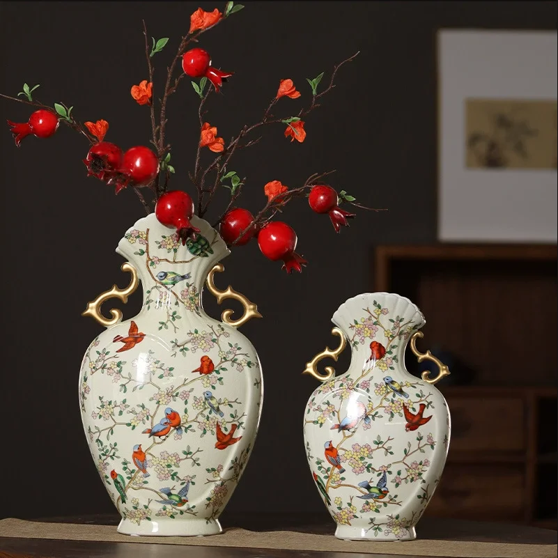 Home Decoration European-style Flower Ornaments Living Room Entrance Flower Arrangement Resin Table Flower Vase