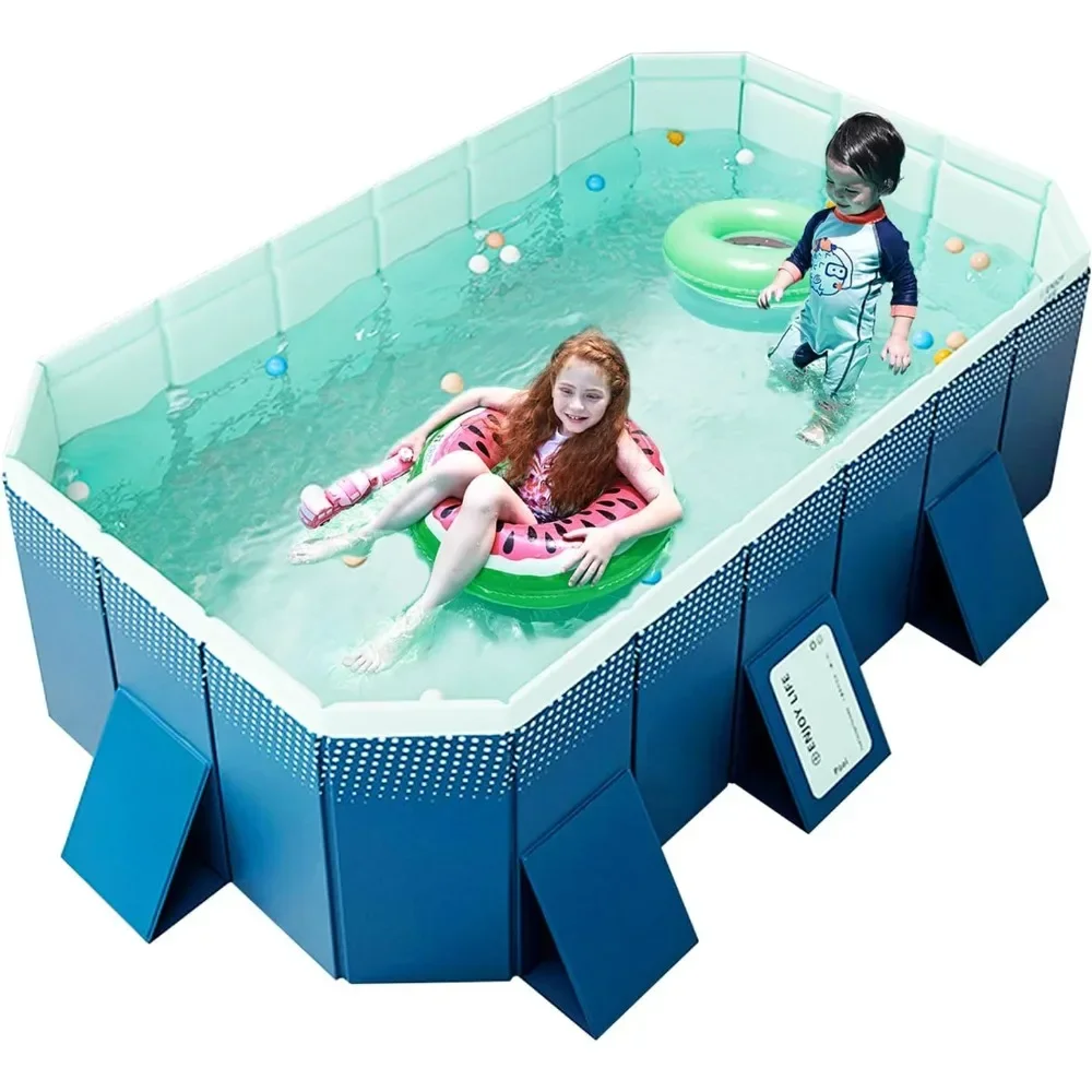 

Foldable Non-Inflatable Kids' and Adults' Outdoor Swimming Pool - Hard Plastic Shell, Kid Pool for Backyard Dog Pools