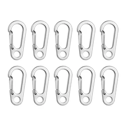 10Pcs Stainless Steel Carabiner Clip Spring-Snap Hook, Mini Quick Release Hook for Outdoor Key Chain Camping Fishing Traveling