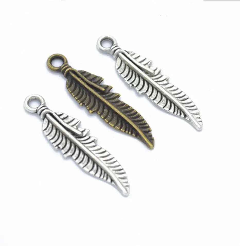 70pcs 37*9mm Antique Zinc Alloy Feathers Charms Diy Jewelry Jewelry Accessories wholesale F0431