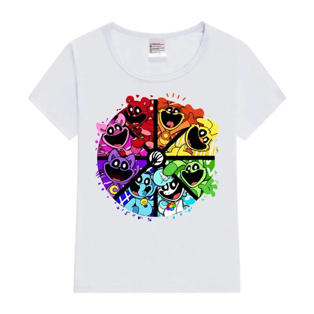 New Game Smiling Critters Tshirts Kids 2024 Summer Clothes Boys Cat Nap T-shirt Baby Girls Short Sleeve Tops Children's Clothing