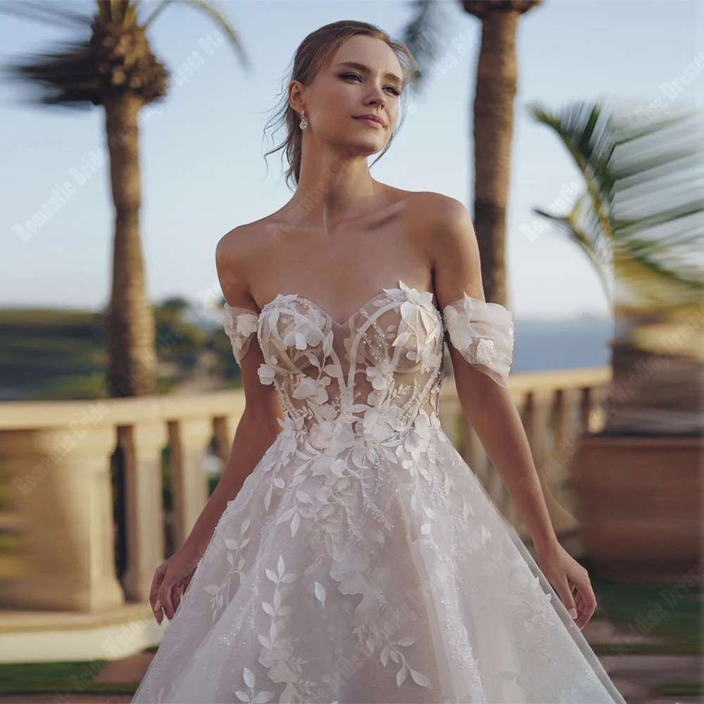 Robe de Mariée Vintage en Dentelle Imprimée pour Femme, Vêtement Éducatif en Tulle à Surface Lisse, pour Banquet de Plage, 2024