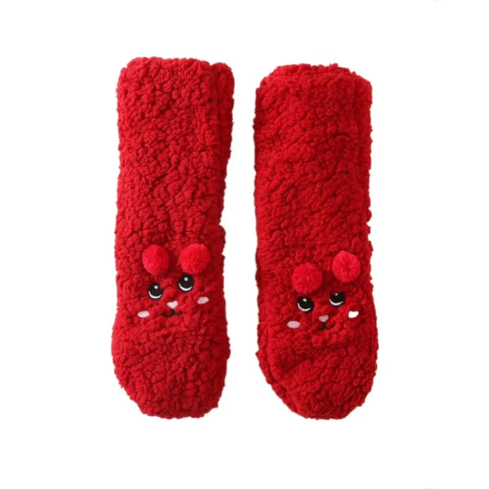 

Kawaii Embroidery Thick Thermal Socks Plush Anti Slip Sleeping Socks Thicken Warm Cartoon Fleece Sock Women Winter