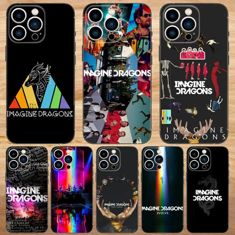 Imagine Dragons Rock band Phone Case For iPhone15,14,13,12,11,Pro,Max,Plus,Mini,X,XS,XR,8,7,6,S,Plus,SE Soft Black Case