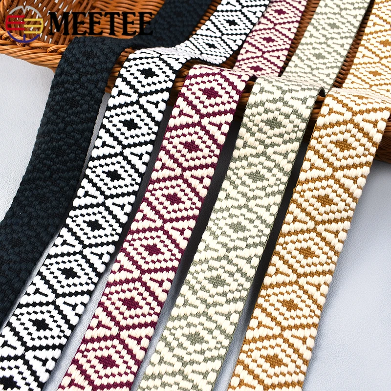 2/5/10M Meetee 38mm Polyester Jacquard Ribbons Ethnic Webbing Tape Bag Backpack Shoulder Strap Decor Belt Bias Band Accessories