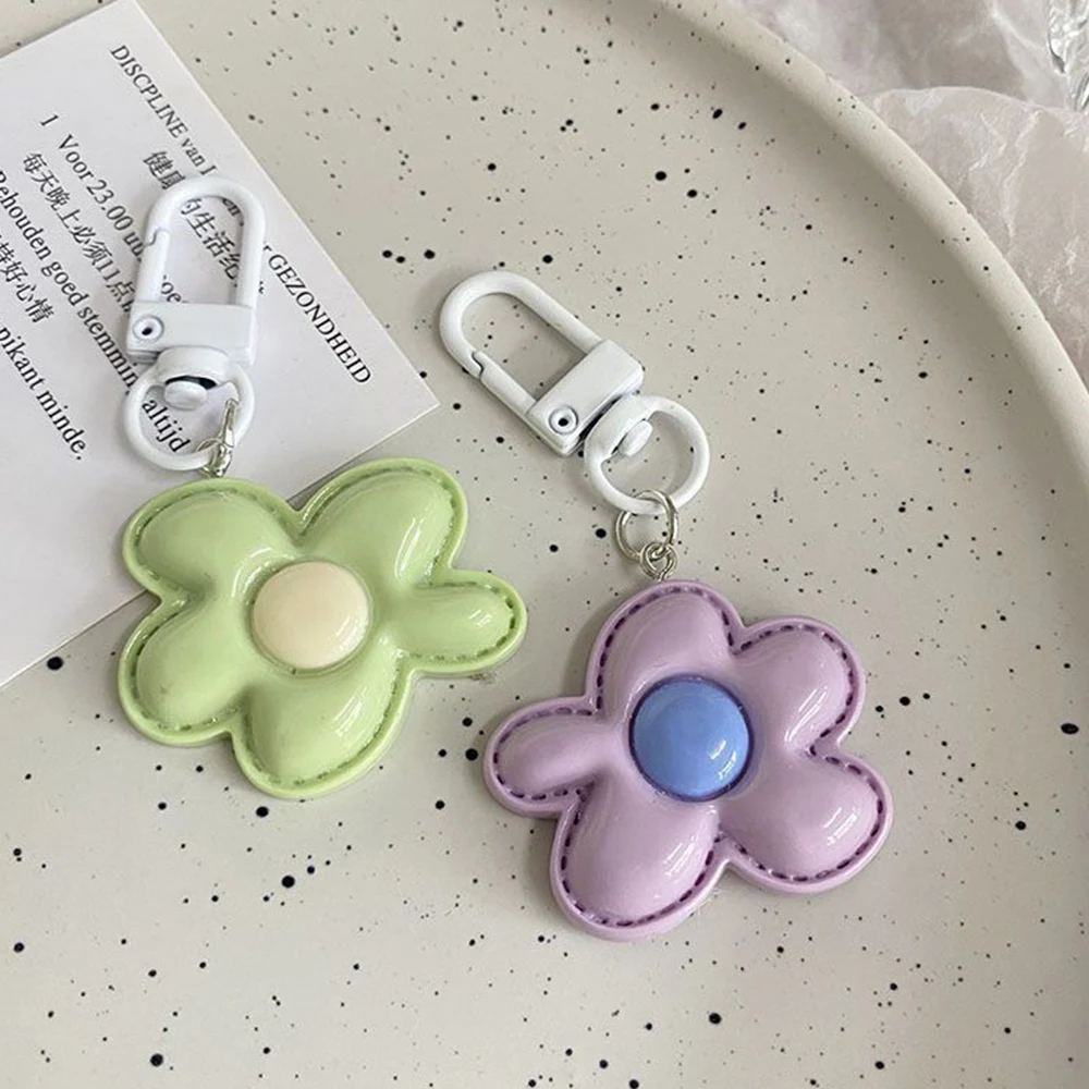 Flower Shaped Keychains Candy Color Korean New Cartoon Cute Pendant Bag Key Chains Doll Key Pendant Car Key Accessories 1Piece