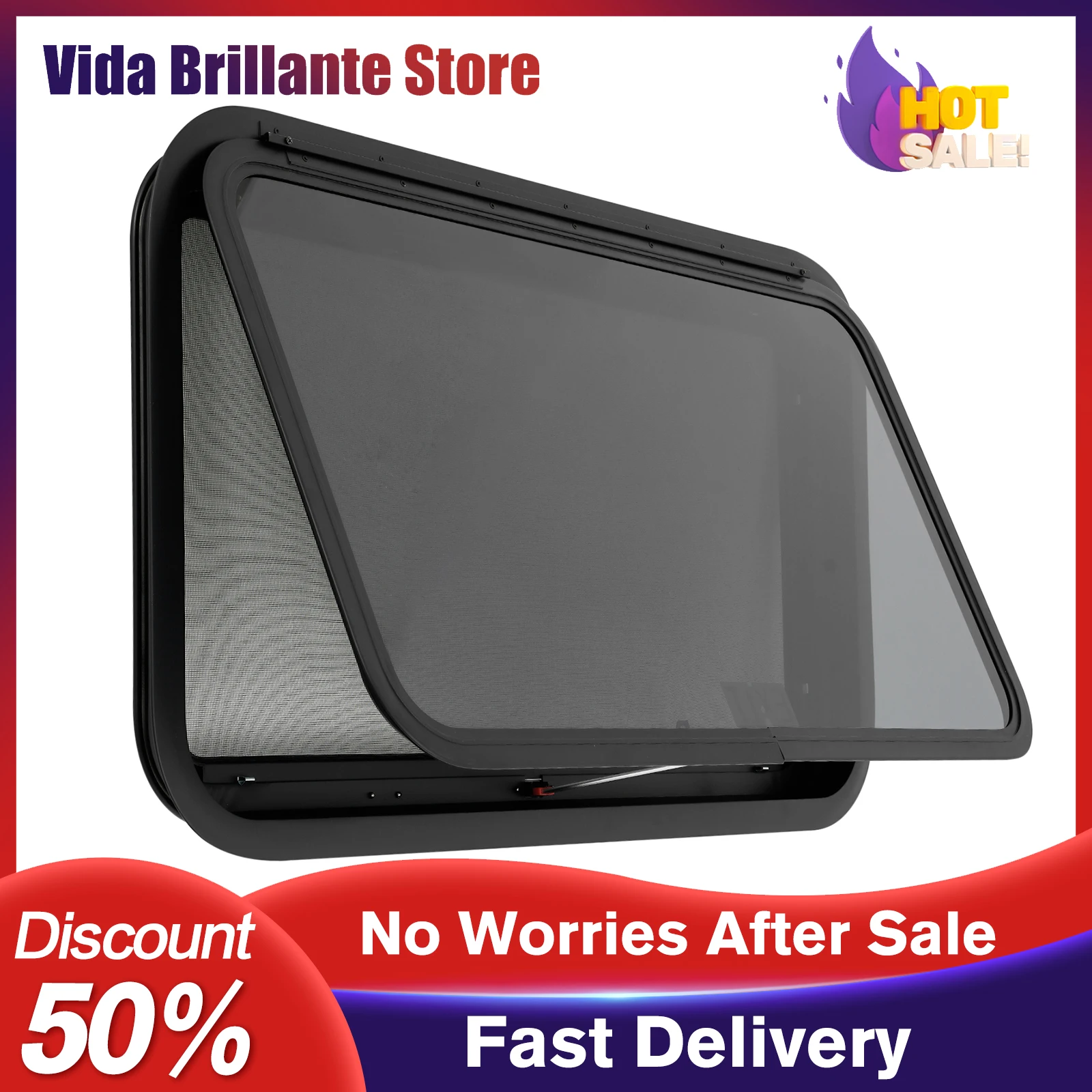 نافذة خروج RV للهروب في حالات الطوارئ مع شاشة حماية من الأشعة فوق البنفسجية 30-40 ° تهوية سهلة التركيب ومقاومة للصدمات ومقاومة للماء #1