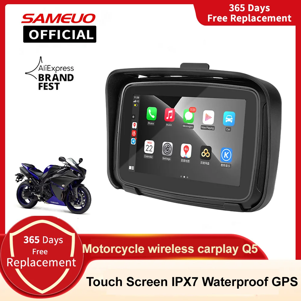 

Motorcycle Wireless Carplay HD Touch Screen IPX7 Waterproof GPS Navigator Multimedia Video Player Android Auto Motorbike