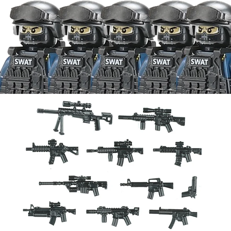 Militär Figuren Aufruf Polizei Soldat Bausteine Stadt Kommando Special Forces SWAT Waffen Weste Ziegel Kinder Spielzeug Geschenk