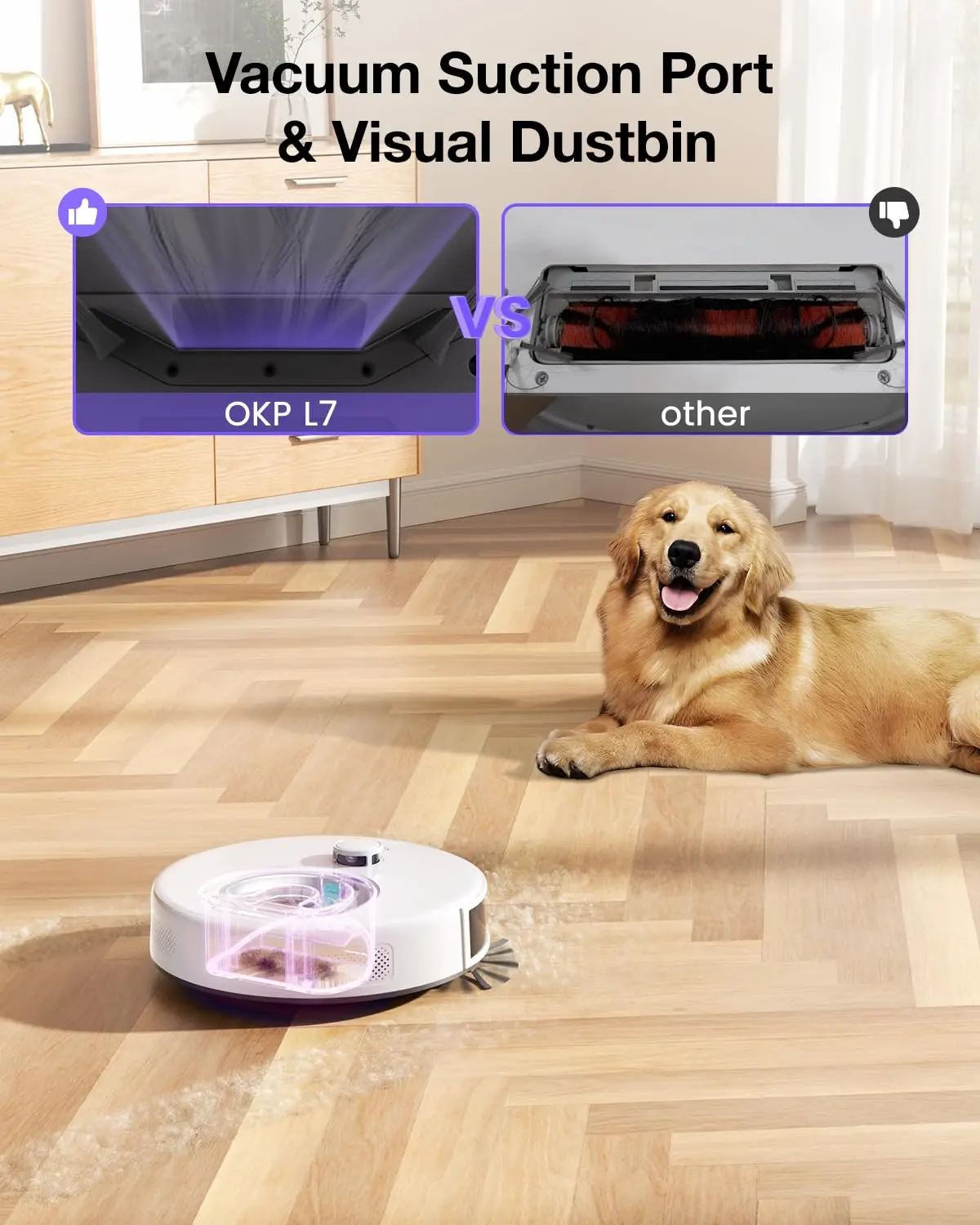 OKP L7 Wireless Robot Vacuum Cleaner, Precision Mapping with LiDAR & dToF Sensors, Ultrasonic Carpet Detection