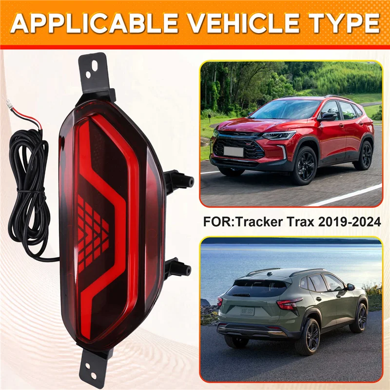 Car Rear Bumper Reflector Brake Light For  Tracker Trax 2019-2024 LED Warning Fog Lamp Driving Light