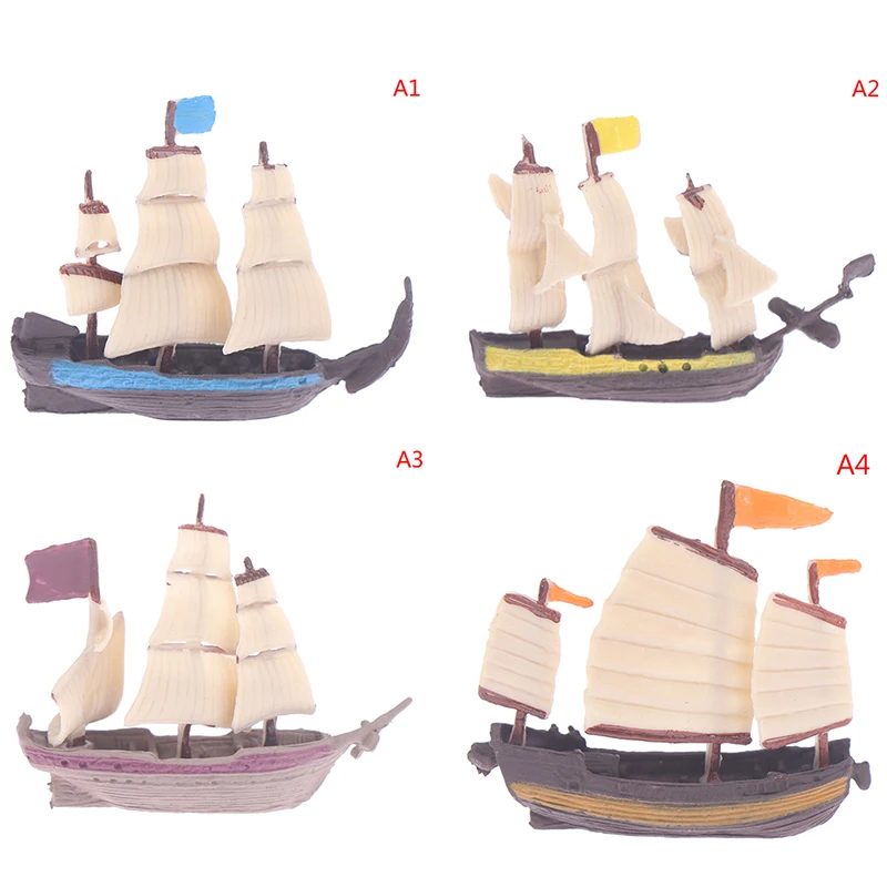 Miniature Model Mini Pirate Ship Sea Yacht Ocean Pleasure Boat Decor Small Retro Triangular Sailboat Action Figure Figurine Toys