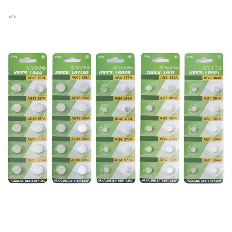 10pcs 1.55V LR1130 LR41 LR44 Button Batteries For Watch Function And Toy Dropship