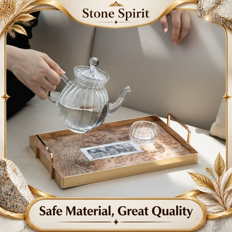 Neoclassical Natural Shell Wood Serving Tray, Luxury Tea Fruit Plate for Dining Table, Versatile Cosmetic Organizer, Home Decor