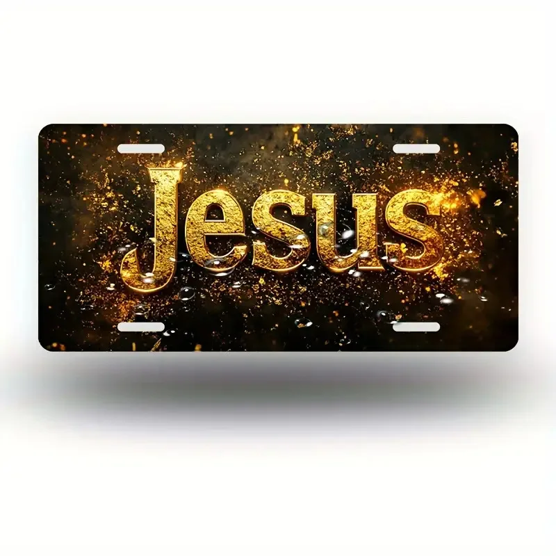 Shining Golden  Front License Plate, Aluminum License Plate Cover and Frame, Fun Standard License Plate for Men/Women/Boys/Girls