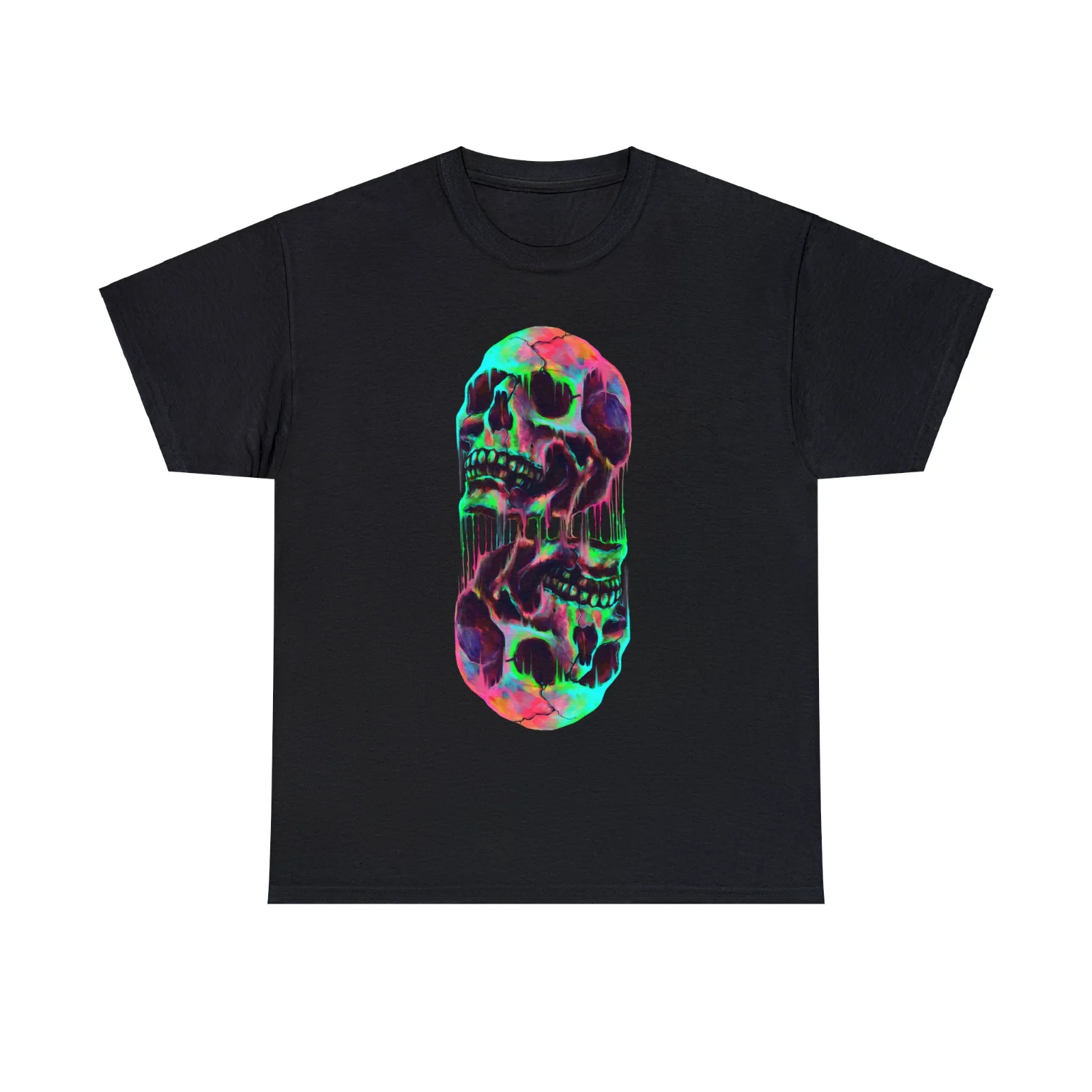 Colorful Melting Skulls Drip Graphic Men Son Dad Boyfriend T Shirt Tee S M L XL