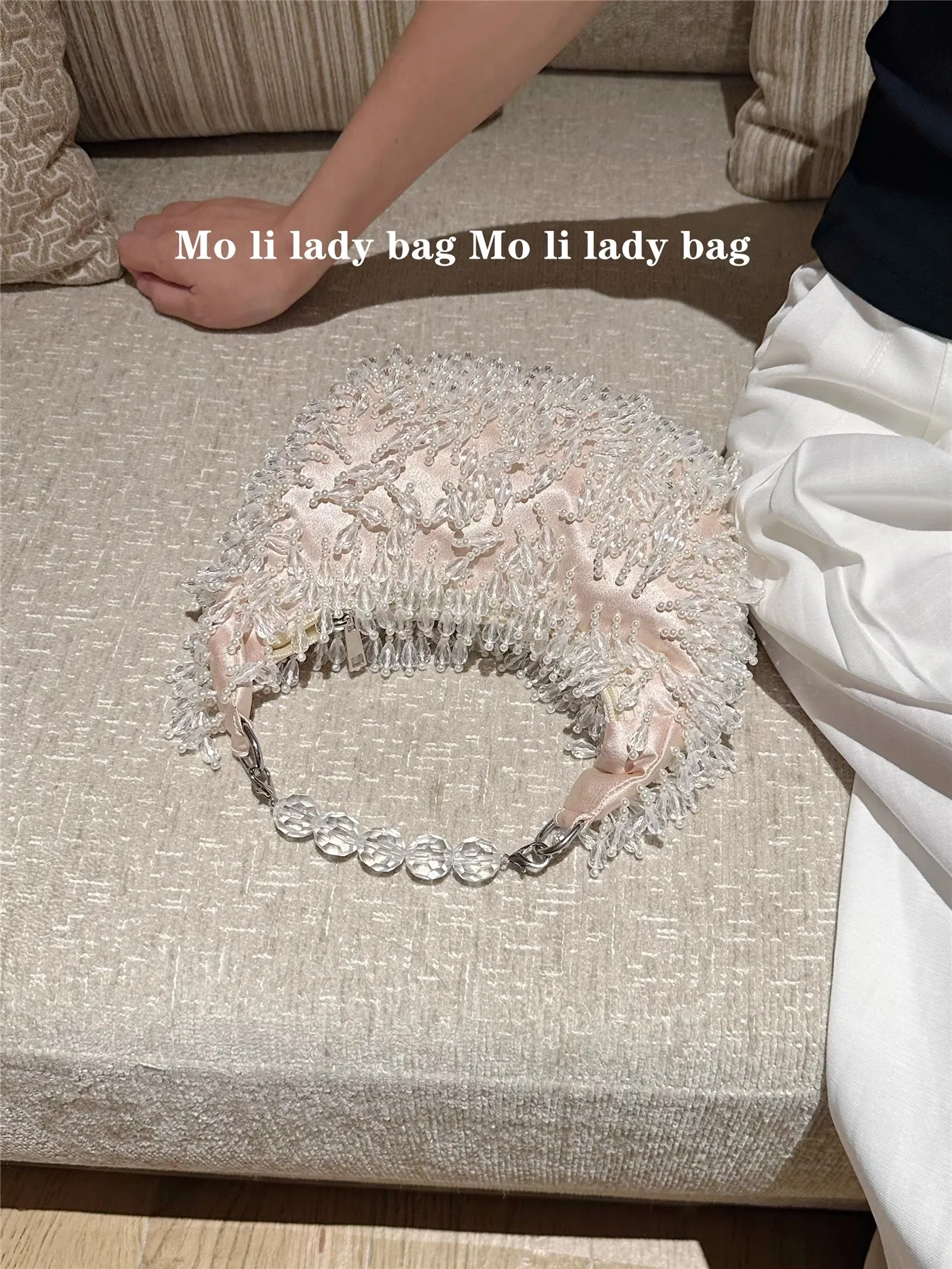 Transparent Beads Beading Tassel Hobo Bag Beads Beaded Handmade Women Handbag Luxury Banquet Bag Wedding Party Clutch Purse