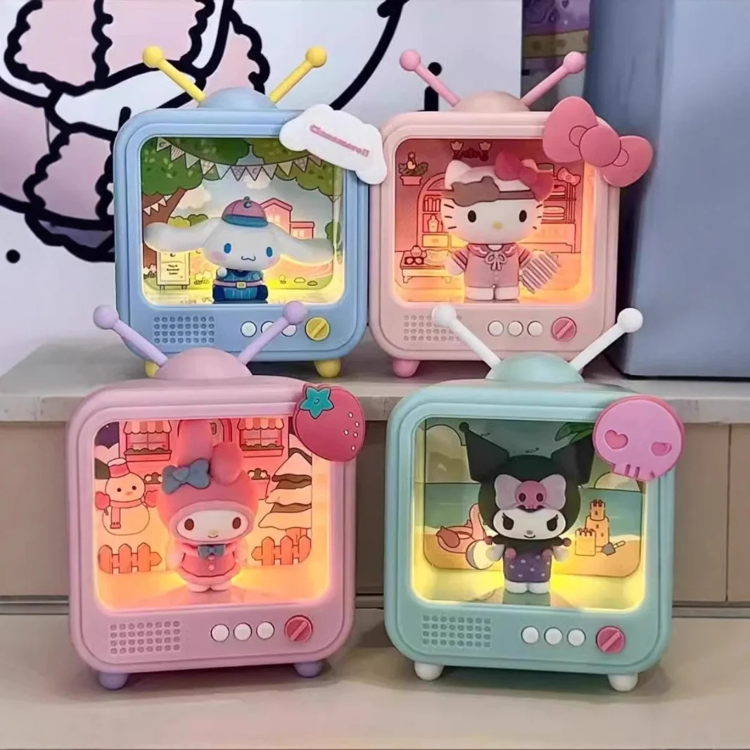 New Sanrio TV Nightlight Blind Box Handmade Luminous Ornament Kulomi Melody Girl Heart Girl Birthday Gift