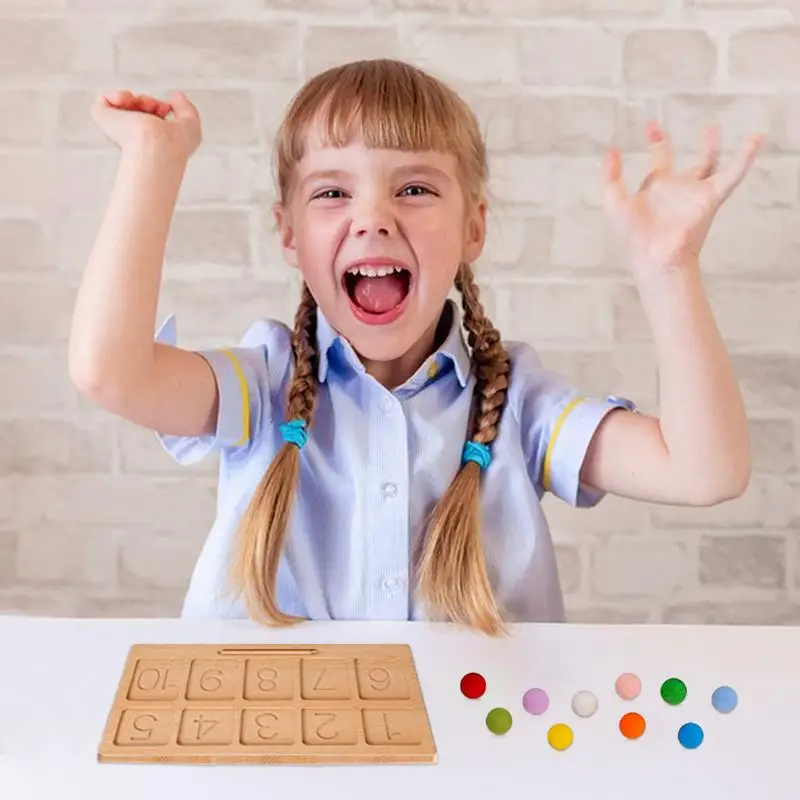 Placa de rastreamento de madeira número de madeira praticando placa brinquedo educativo jogo de grânulo material escolar em casa carta placa de rastreamento para