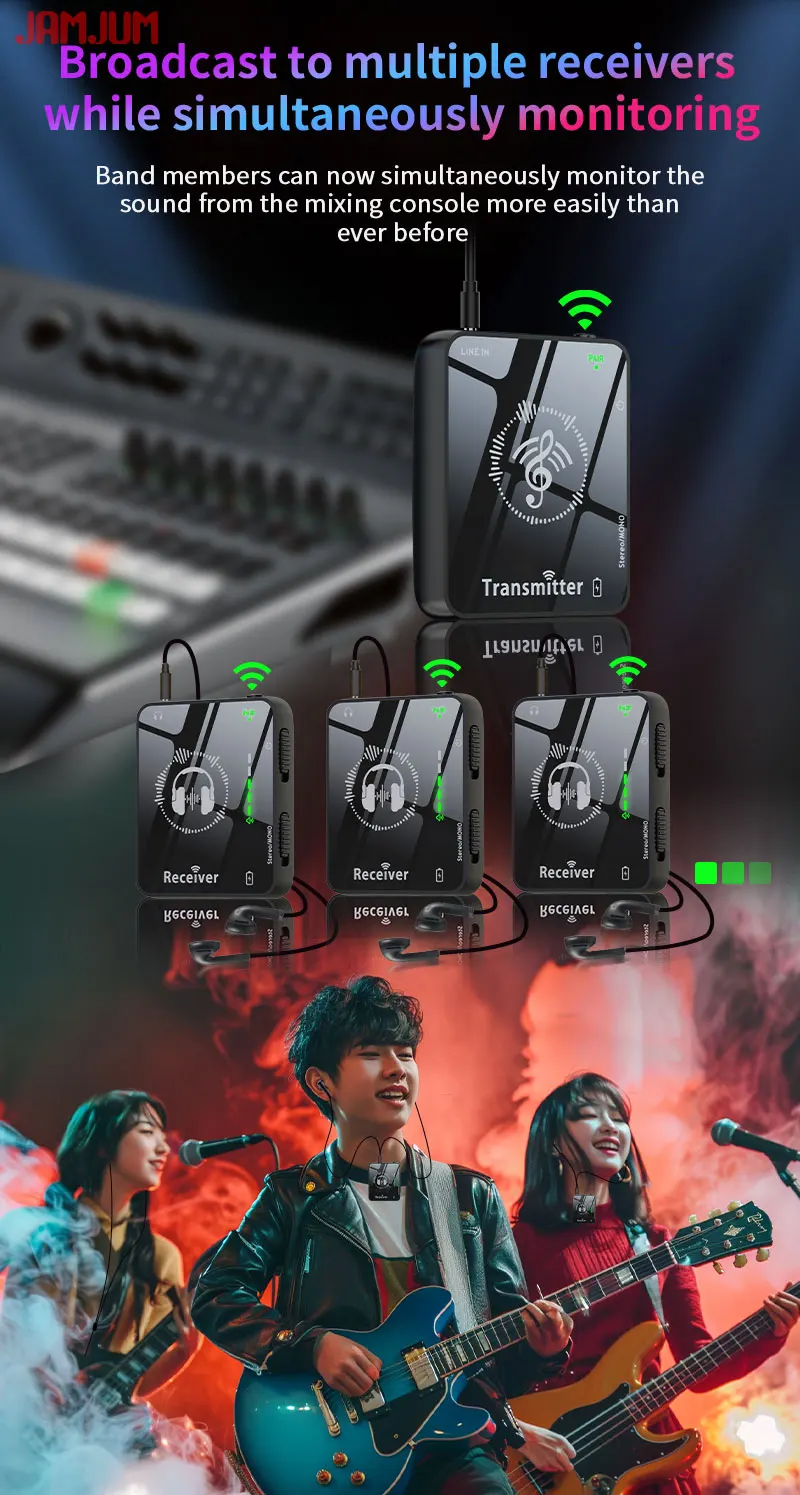 Jamjum Wireless In-ear Monitor System 2.4g Rechargeable Set_voghion.com