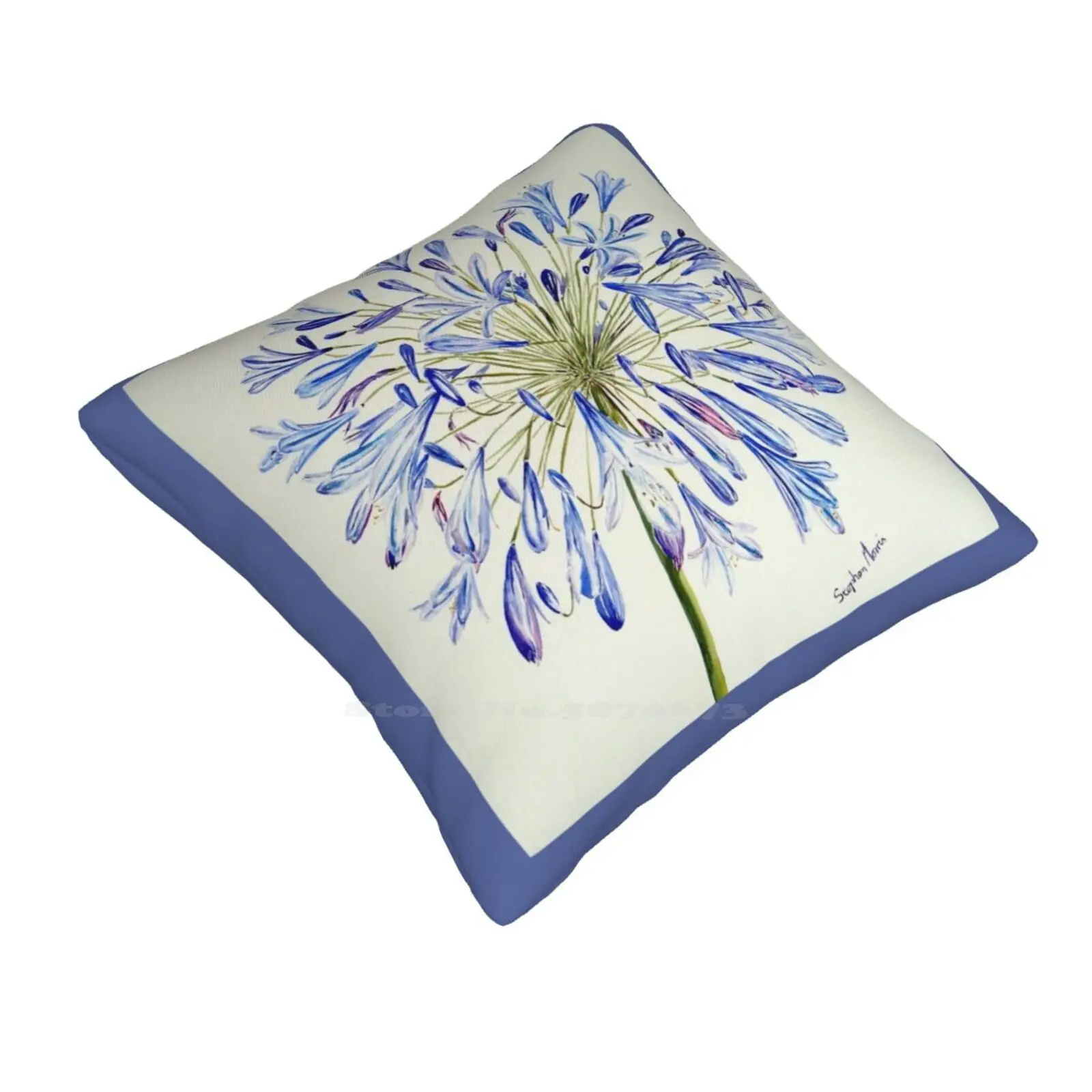 Isles Of Scilly 'agapanthus' Fashion Sofa Throw Pillow Cover Pillowcase Isles Of Scilly Agapanthus Blue Flower Watercolour